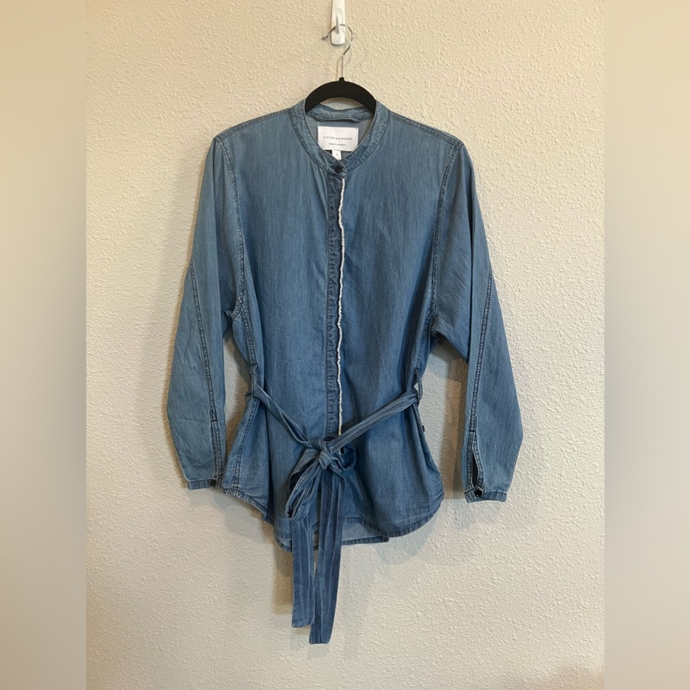 Viktoria & Woods denim button down belted long sleeve tunic size 4